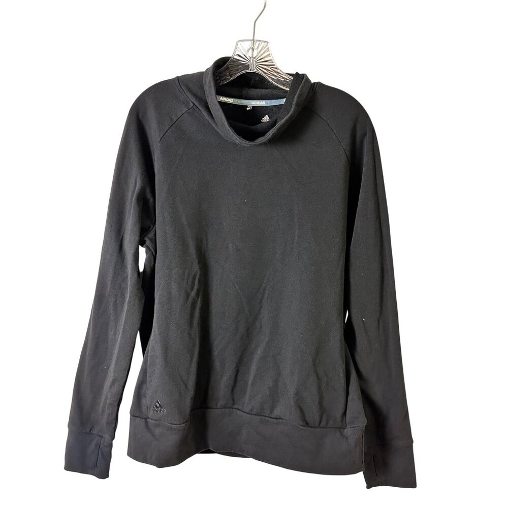 Adidas XL Womens Black Pullover Sweatshirt Comfy Raglan Long Sleeves Casual Wear
